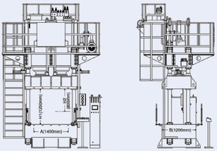 مكبس هيدروليكي بأربعة أعمدة HBP-500T/DDH